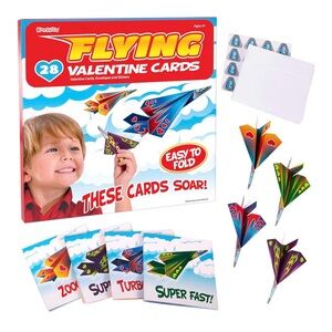 28 Pack Flying Paper Airplanes Valentines Day Cards